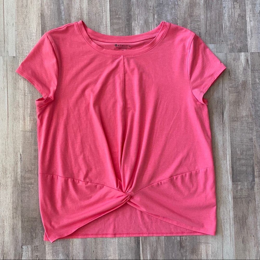 Athleta Essence Pink Twist Front Tee Shirt M